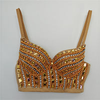 Bubble Bead Acrylic Hand-Sewn Rhinestone Fishbone Bra