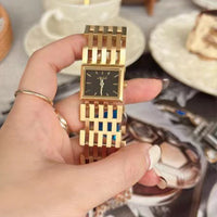 Square Women's Large Dial Fashion Personality Hollow Out Steel Watch