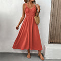 Textured Skirt Sleeveless Suspender Casual Pleated Dress