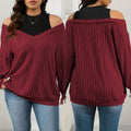 New Loose Ribbed Brushed Long-sleeve T-shirt