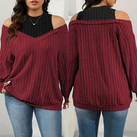 New Loose Ribbed Brushed Long-sleeve T-shirt