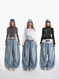 Simple Versatile Loose-fitting Wide-leg Jeans