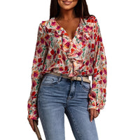 SpringSummer Western-style Fashionable Printed Blouse For Women