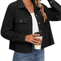 Women's Fashion Casual Short Short Corduroy Button Jacket