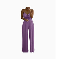 Wide Leg Sleeveless V-neck Halter Trousers Jumpsuit