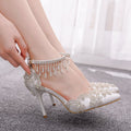 Plus Size Tassel Rhinestone High Heel Sandals