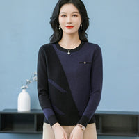 Womens Crew-neck Pullover Knit Top
