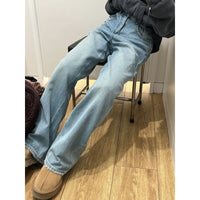 Straight Jeans Women's Retro Loose Plus Size High Waist Wide Leg Pants