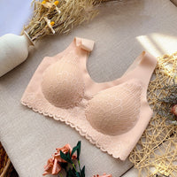 Ice silk gathered bra women's lace vest underwear