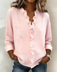 Ruffled Long Sleeve Cotton Shirt