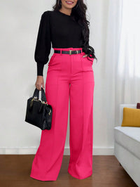 Khaki Draping Loose Straight-leg Trousers