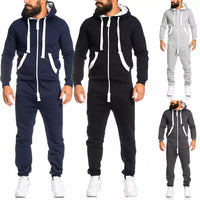 Men's Casual Hooded Zip Home One Piece Suit