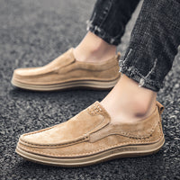Trendy Low-top Slip-on Loafers Sewing Simple Outdoor Men's Driving Shoes