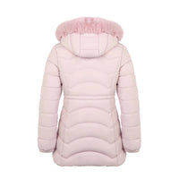 Women's Coat With Detachable Fur-trimmed Hood And A Cinched Waist For A Slimming Fit