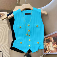 Classic Style V-neck Ice Silk Knitted Vest