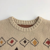 Graffiti Rhombus Cool Contrast Color Kids' Sweater Autumn And Winter Korean Style