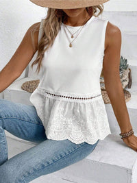Elegant Solid-Color Summer Casual Crew-Neck Sleeveless Tank Top