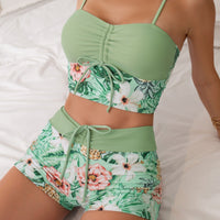 Fashion Printed Drawstring Bikini Swimsuit For Women