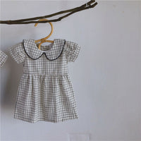 Ankesong Authentic Baby Summer Boys And Girls Baby Triangle Dress Short Sleeve Plaid Gentlemen And Women