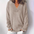 Women's V-neck Loose Soft Glutinous Lazy Style Long Sleeve Sweater