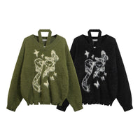 Real Shot Idle Style Bowknot Halter Strap Mink Sweater