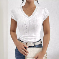Womens Stylish And Elegant Lace Short-sleeve Top