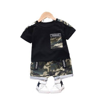 Summer New Boys' Western Style Camouflage Short Sleeve Suit