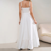 Strap Dress With Tie Details Sexy Open-back Design