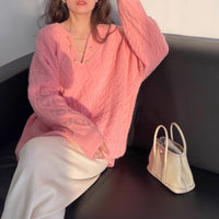 Gentle Elegant Pullover Knitted Top Loose