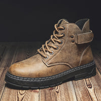 Men's High Top Round Toe Retro Work Boots