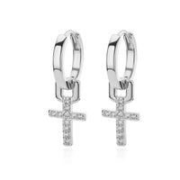 Cross Eardrops 18K Gold Plating Women's Zircon Stud Earrings