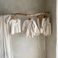 Infant Thin Embroidery Flower Lace Leader Jumpsuit