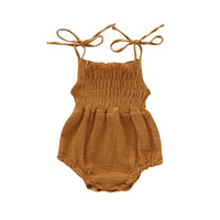 Boys And Girls Double-layer Cotton Crepe Adjustable Lace-up One-piece Romper