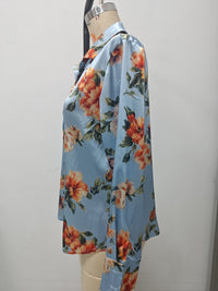 Womens Floral-Print Button-Up Long-Sleeve Shirt