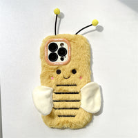 Plush Cartoon Bee Lens Bracket Phone Case