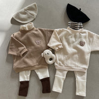 Baby Velvet Sweatshirt Baby Pullover Round Neck Warm Bottoming Shirt
