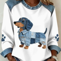 Womens Denim Football Jersey With A Crew Neck Featuring A 3D Digital Print