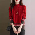 Women's Sweater Autumn And Winter New Half Turtleneck Twist Color Matching Shirt