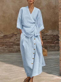Women's Casual Solid-Colored Loose Skirt Two-Piece Set