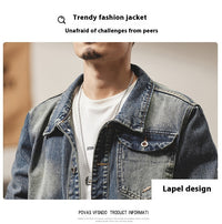 American Retro Embroidered Denim Coat Men's Jacket