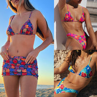 Bikini Piece Set European And American Ins Backless Printed Swimsuit