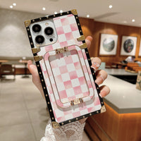 Checkerboard Square Bracket Shell Mobile Phone Case