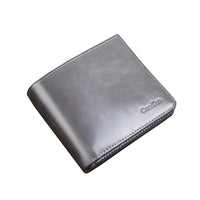 Men's Wallet Short Zipper Buckle Oil Wax Leather