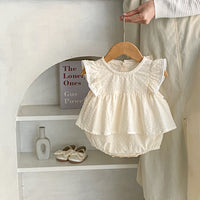 Solid Color Stitching Sleeves Princess Dress Triangle Rompers Jumpsuit