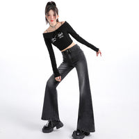 Small Loose American Style Leg-free Flared Pants