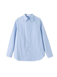 Blue With Long Sleeves Shirt Women's Coat