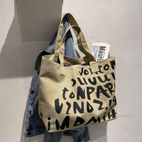 Women's Large Capacity New Letter Hand Shopping Canvas Bag