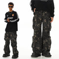 New American Jungle Camouflage Amekaji Multi-pocket Design Casual Wide-leg Workwear Trousers