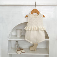 Baby Girl's Ruffle Vest Cute Fashionable Knitted Jacket All-matching Romper