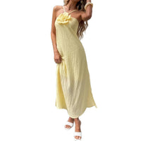High-End Elegant Sheer Spaghetti-Strap Backless Solid-Colored Waist-Cinching Bodycon Skirt